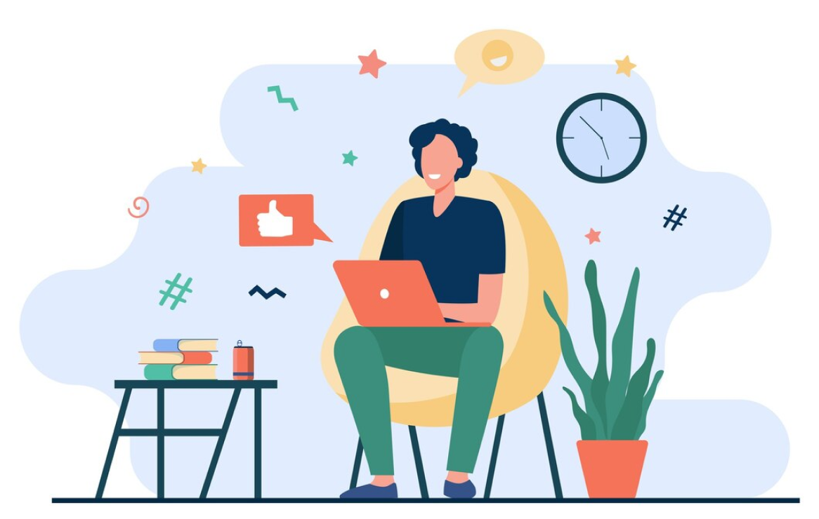 success guy working in notebook and like it